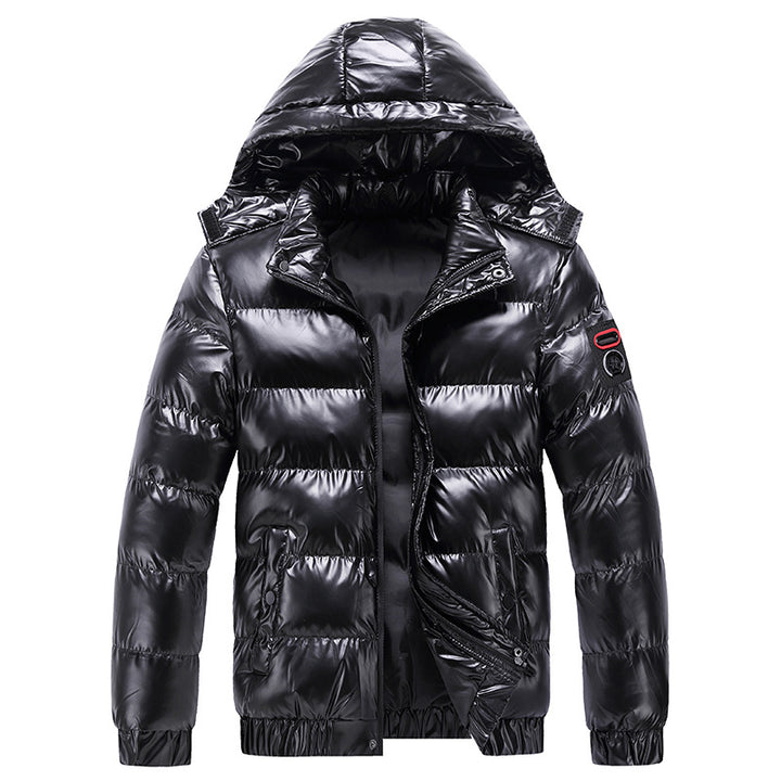 Herren isolierte Jacke mit glänzender Oberfläche und Kapuze Echoarchiv