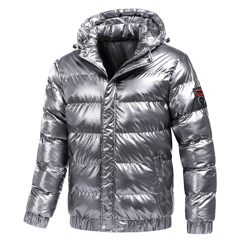Herren isolierte Jacke mit glänzender Oberfläche und Kapuze Echoarchiv
