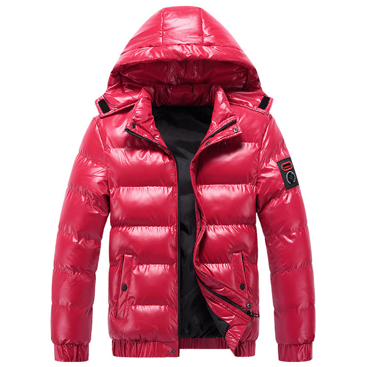 Herren isolierte Jacke mit glänzender Oberfläche und Kapuze Echoarchiv
