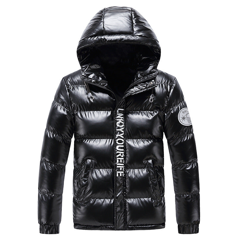 Herren glänzende Daunenjacke mit Kapuze Echoarchiv
