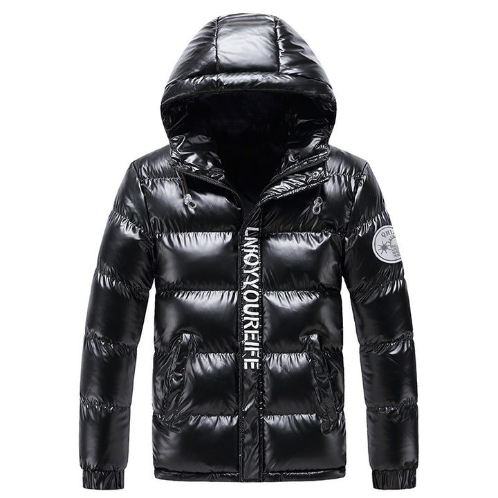 Herren glänzende Daunenjacke mit Kapuze Echoarchiv