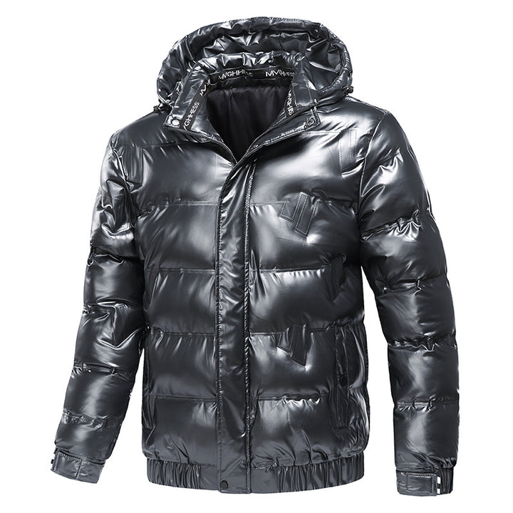 Herren glänzende Funktionsjacke mit Kapuze und elastischen Bündchen Echoarchiv