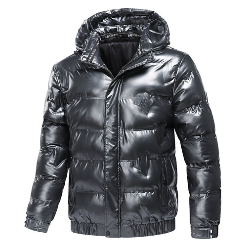 Herren glänzende Funktionsjacke mit Kapuze und elastischen Bündchen Echoarchiv