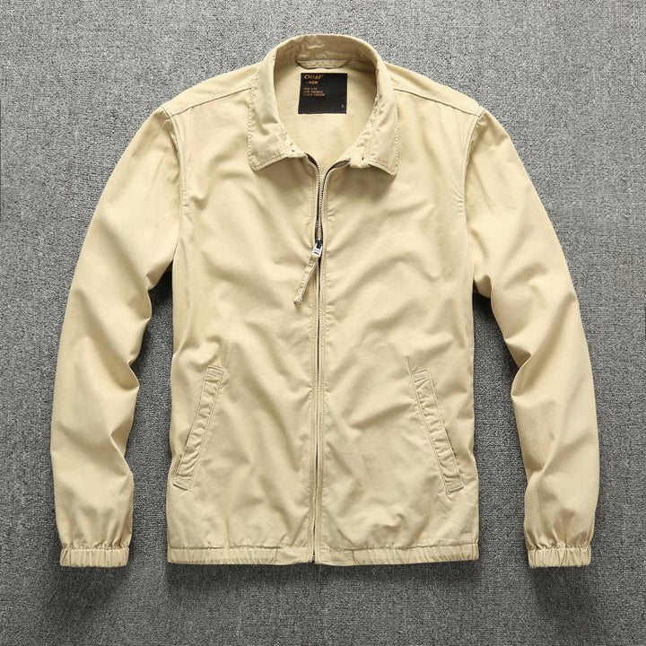 Herren Leichte Harrington-Jacke mit Reißverschluss, Stehkragen und elastischen Bündchen Echoarchiv