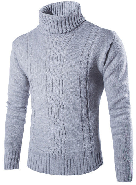 Herren modischer Strickpullover mit hochgeschlossenem Kragen und raffinierter Zopfmusterstruktur Echoarchiv