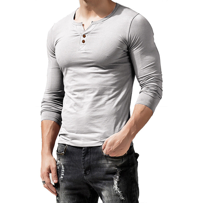 Herren Langarm-Henley Shirt mit modernem Knopfleisten-Design Echoarchiv