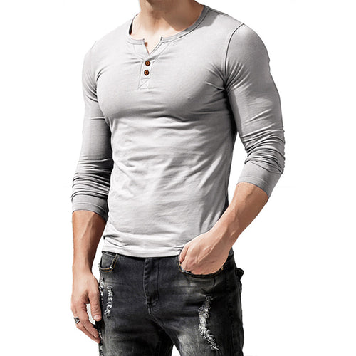 Herren Langarmshirt mit modischem Knopfdesign Echoarchiv
