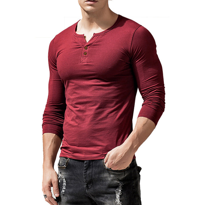 Herren Langarmshirt mit modischem Knopfdesign Echoarchiv