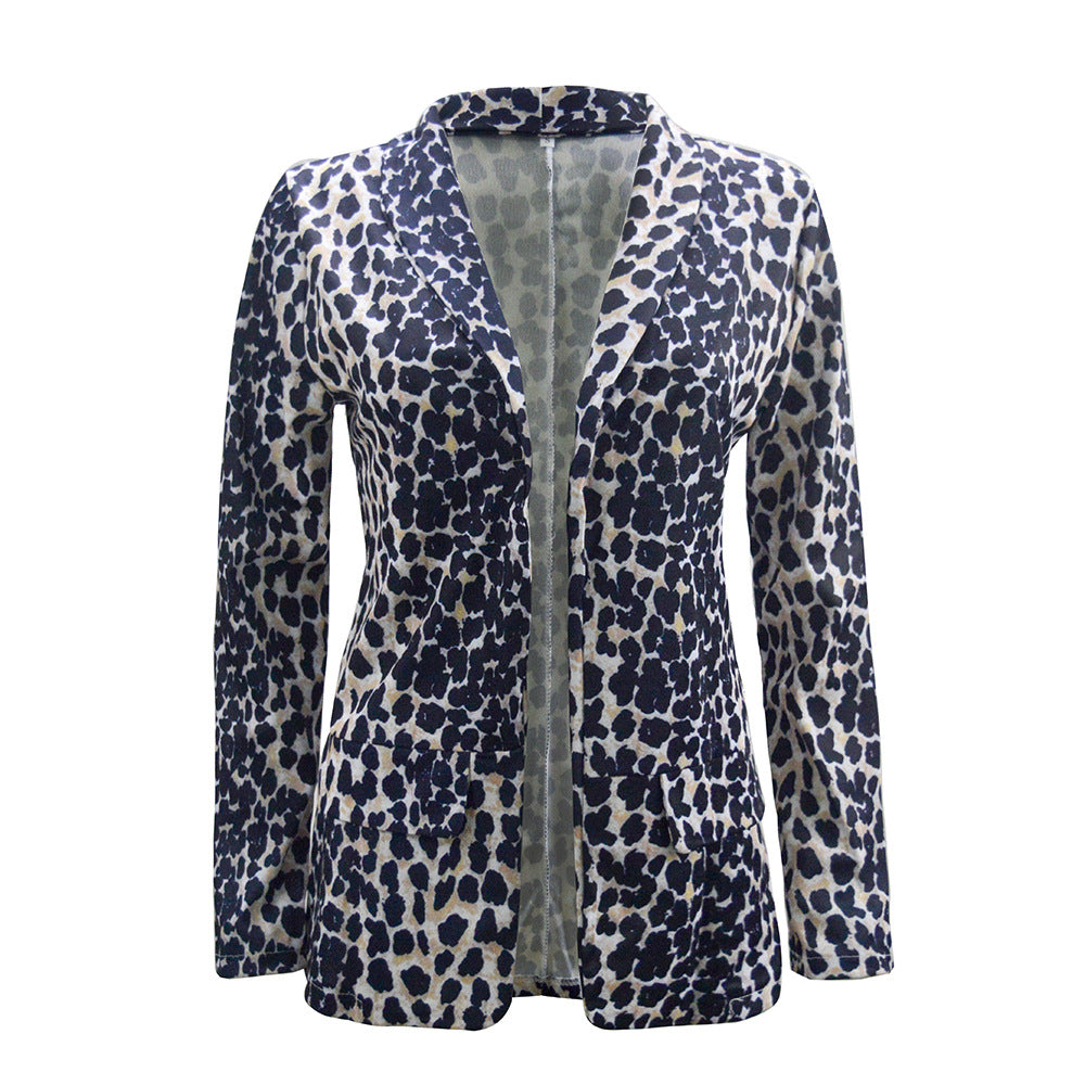 Damen Leichter Longblazer mit Schlangenprint, offener Front und aufgesetzten Taschen Echoarchiv