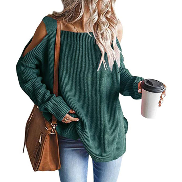 Damen Oversize-Rippstrickpullover mit Schulter-Cut-outs und weitem U-Boot-Ausschnitt Echo Archiv