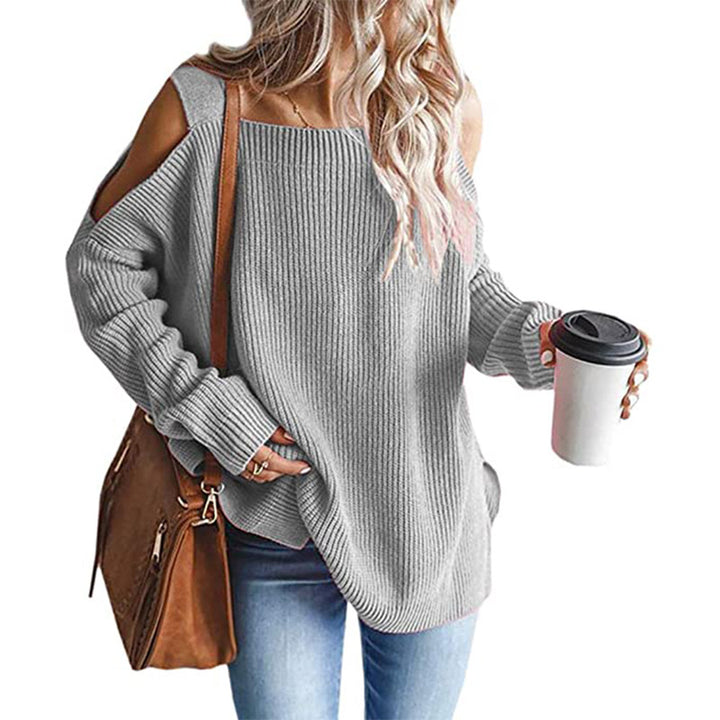 Damen Oversize-Rippstrickpullover mit Schulter-Cut-outs und weitem U-Boot-Ausschnitt Echo Archiv