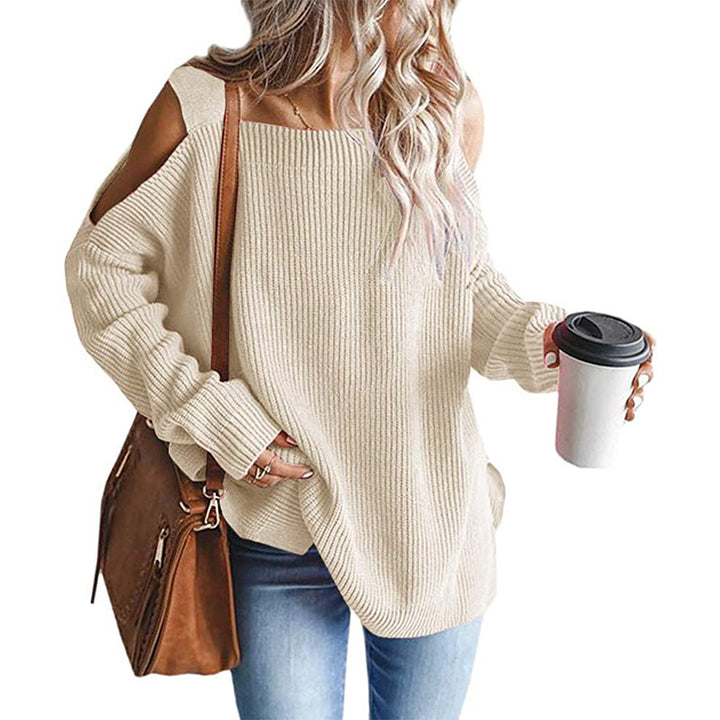 Damen Oversize Strickpullover mit Cut-Out-Schulter, geripptem Feinstrick und weitem U-Boot-Ausschnitt Echo Archiv