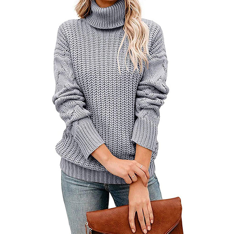 Damen Grobgestrickter Turtleneck-Pullover mit Waffelstruktur und überschnittenen Schultern Echo Archiv