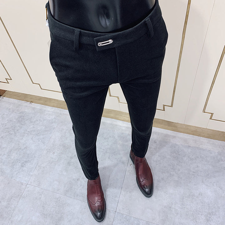 Herren nan tapered Businesshose mit elastischem Bund, verdecktem Verschluss und schmaler Schnitt Echo Archiv