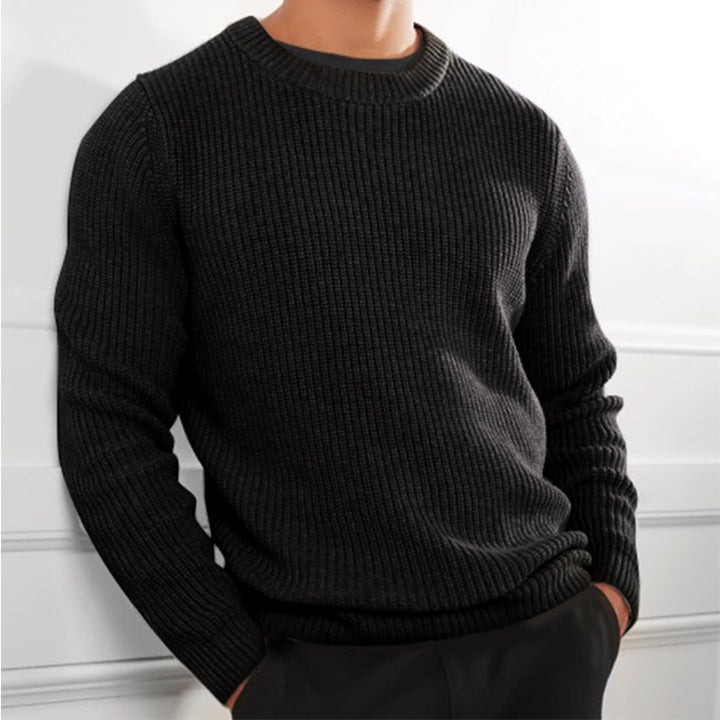 Herren Grobstrickpullover mit strukturiertem Design und hochgeschlossenem Kragen Echoarchiv