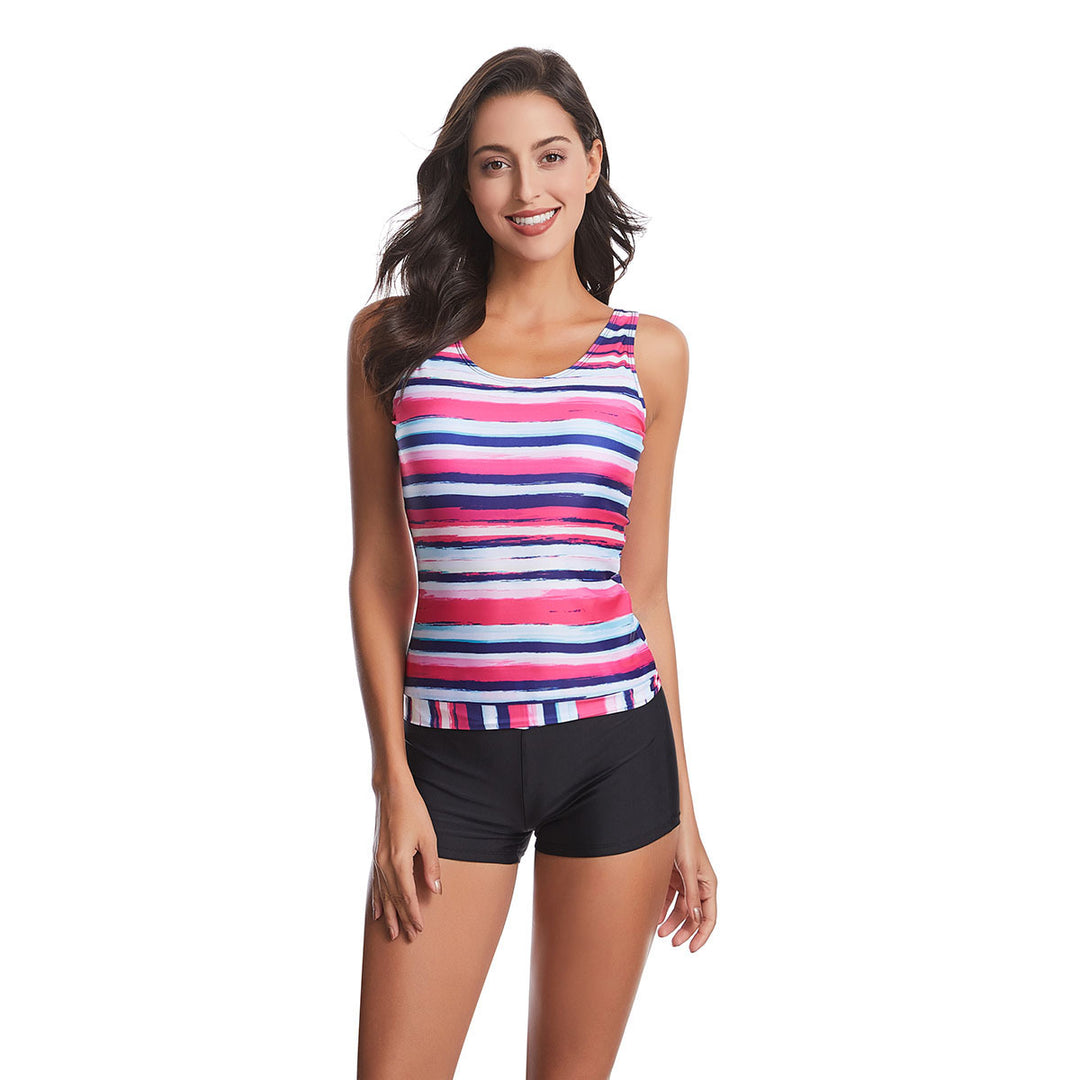 Damen Sportliches Tankini-Set mit modischem Streifenmuster Echo Archiv