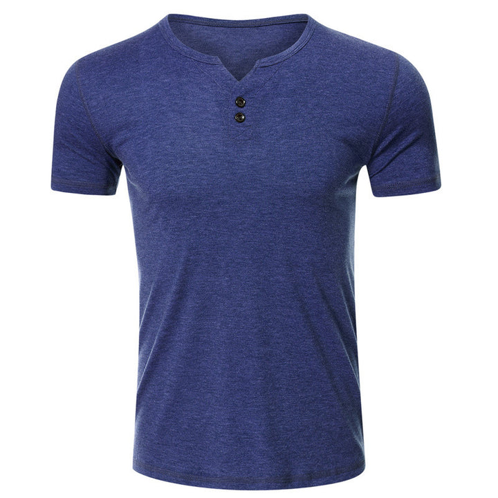 Herren Kurzarm Henley-T-Shirt mit modischem Knopfdesign und komfortablem Schnitt Echoarchiv