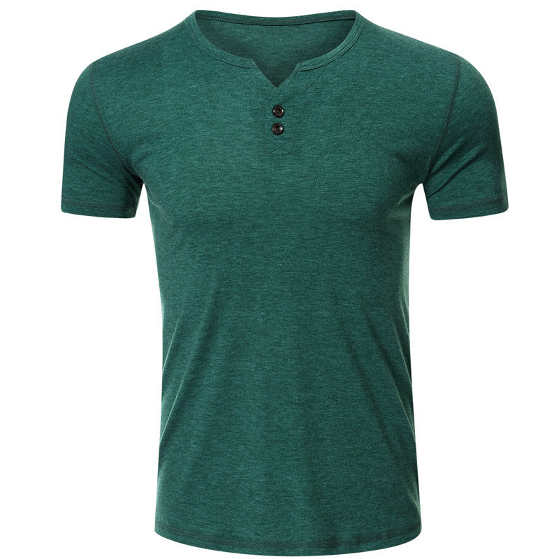 Herren Kurzarm Henley-T-Shirt mit modischem Knopfdesign und komfortablem Schnitt Echoarchiv