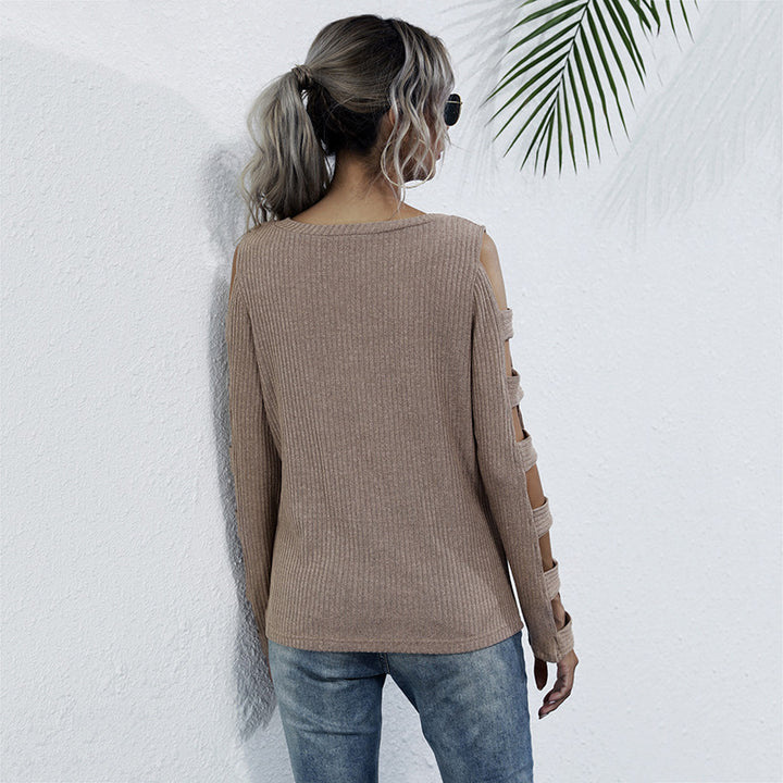 Damen Rippenstrick-Longsleeve mit Cut-Out-Ärmeln und Schulteröffnungen Echoarchiv