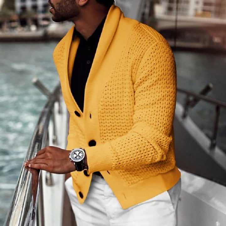 Herren lässiger Strickcardigan mit innovativem Lochmuster und modernem Schnitt Echoarchiv