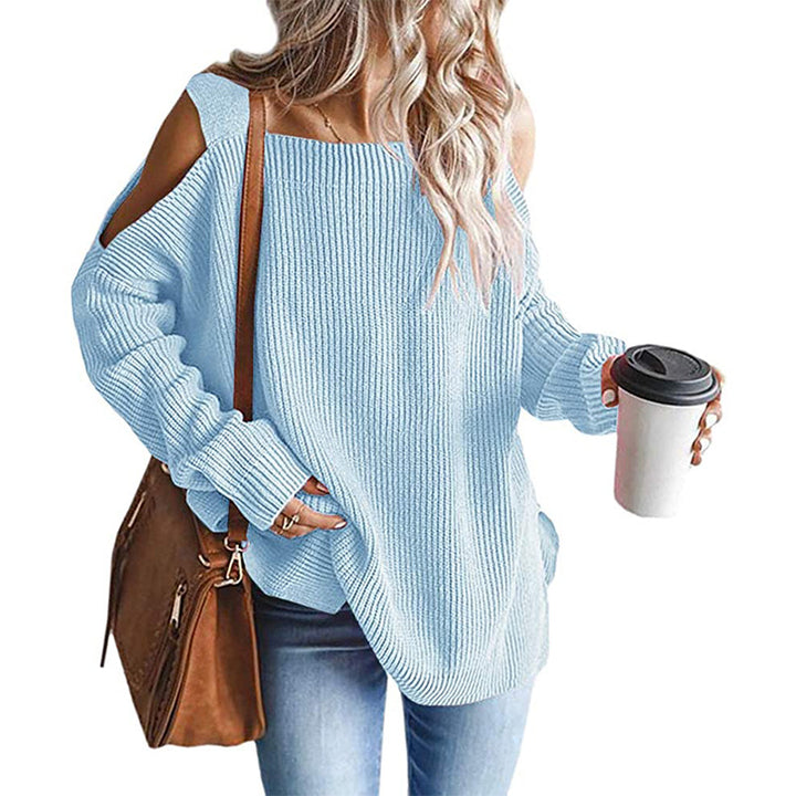 Damen Oversize-Rippstrickpullover mit Schulter-Cut-outs und weitem U-Boot-Ausschnitt Echo Archiv