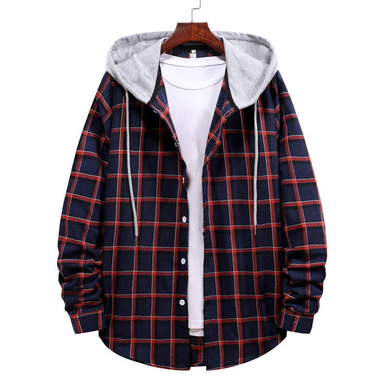Herren Übergangsbluse mit Kapuze im karierten Look Echoarchiv