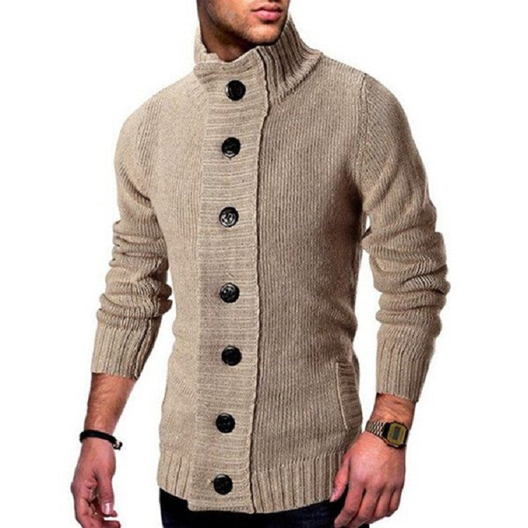 Herren Strickcardigan mit hohem Knopfkragen und figurbetontem Schnitt Echo Archiv