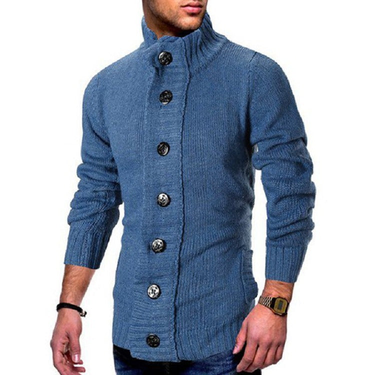 Herren Strickcardigan mit hohem Knopfkragen und figurbetontem Schnitt Echo Archiv