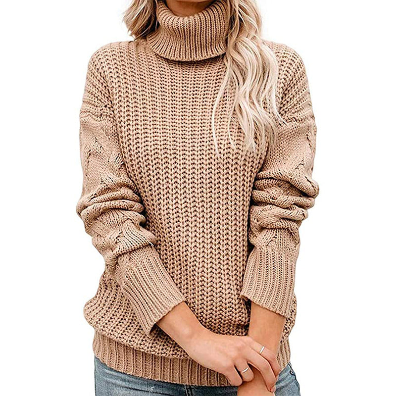 Damen Grobgestrickter Turtleneck-Pullover mit Waffelstruktur und überschnittenen Schultern Echo Archiv
