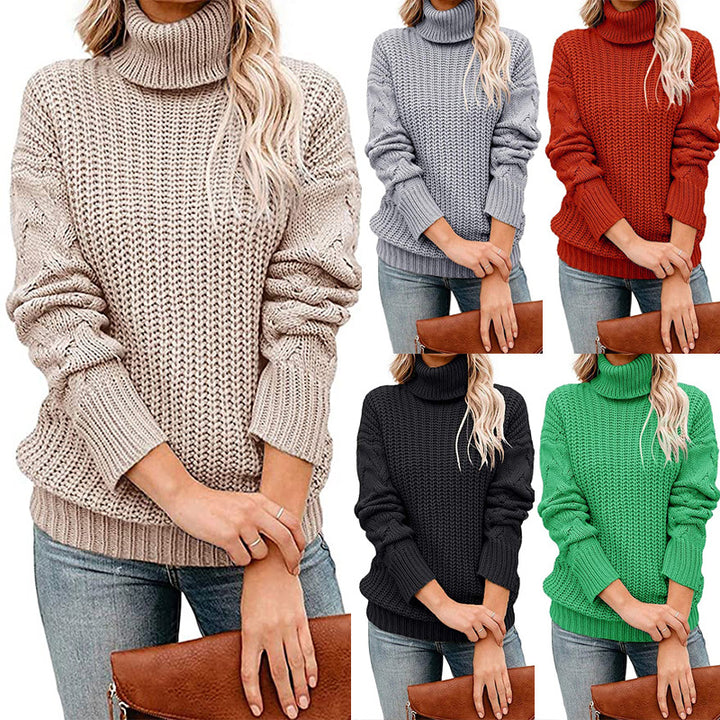 Damen Grobgestrickter Turtleneck-Pullover mit Waffelstruktur und überschnittenen Schultern Echo Archiv