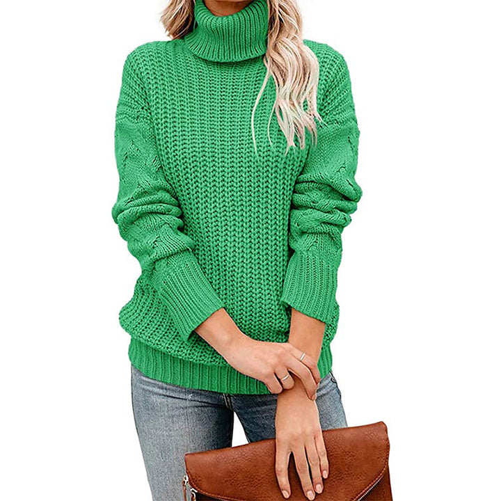 Damen Grobgestrickter Turtleneck-Pullover mit Waffelstruktur und überschnittenen Schultern Echo Archiv