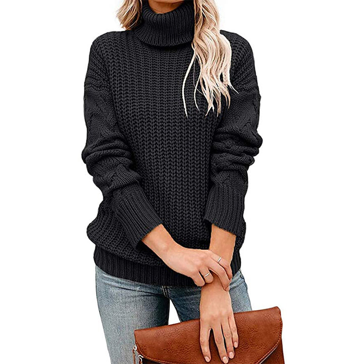 Damen Grobgestrickter Turtleneck-Pullover mit Waffelstruktur und überschnittenen Schultern Echo Archiv
