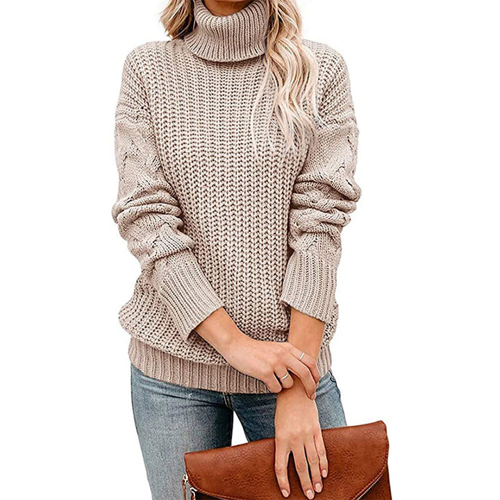 Damen Grobgestrickter Turtleneck-Pullover mit Waffelstruktur und überschnittenen Schultern Echo Archiv