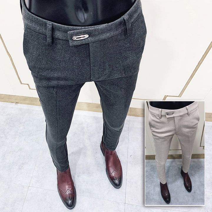Herren nan tapered Businesshose mit elastischem Bund, verdecktem Verschluss und schmaler Schnitt Echo Archiv