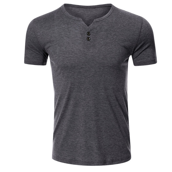 Herren Kurzarm Henley-T-Shirt mit modischem Knopfdesign und komfortablem Schnitt Echoarchiv