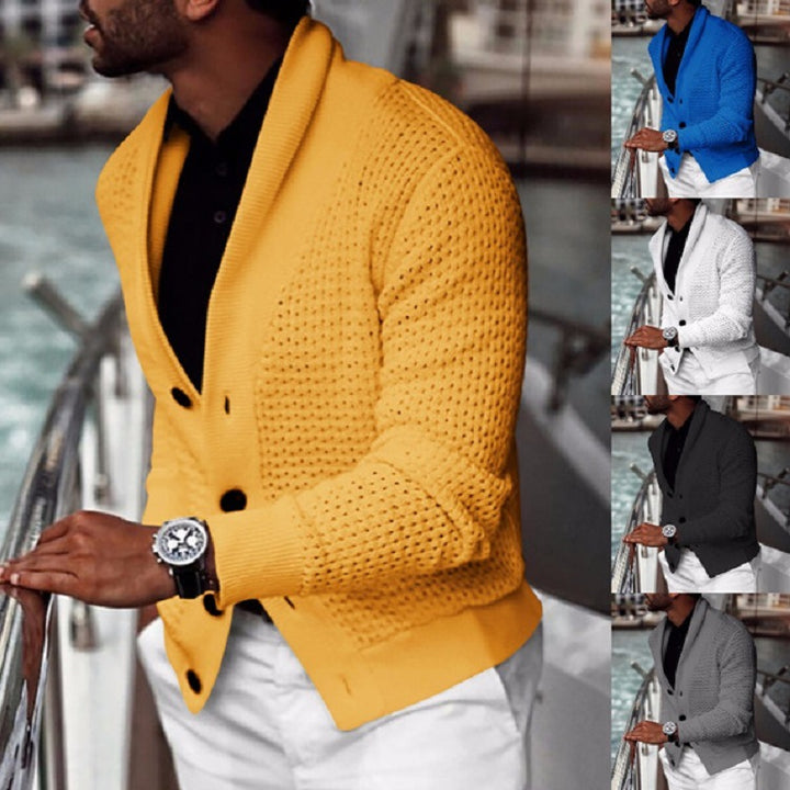Herren lässiger Strickcardigan mit innovativem Lochmuster und modernem Schnitt Echoarchiv