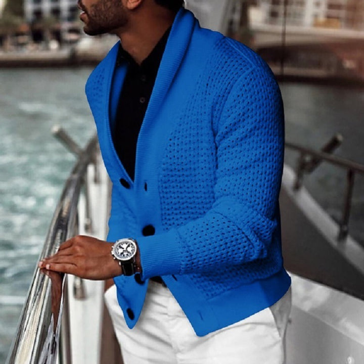 Herren Strickjacke mit strukturiertem Design und elegantem Schalkragen Echoarchiv