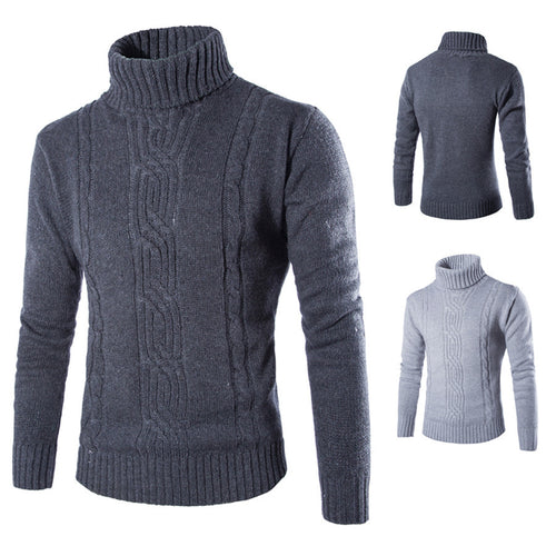 Herren modischer Strickpullover mit hochgeschlossenem Kragen und raffinierter Zopfmusterstruktur Echoarchiv
