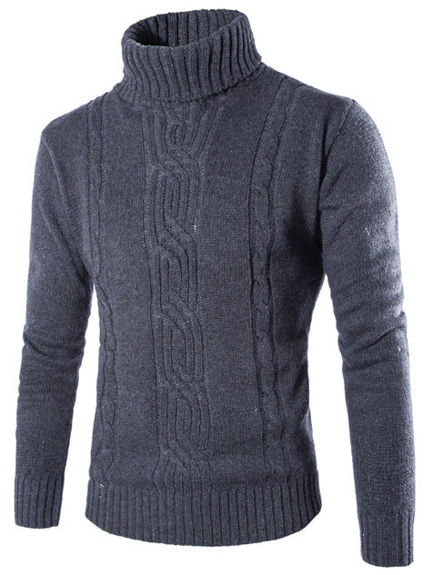 Herren modischer Strickpullover mit hochgeschlossenem Kragen und raffinierter Zopfmusterstruktur Echoarchiv