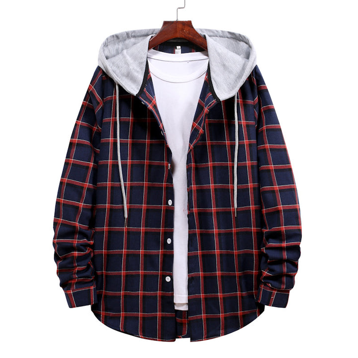 Herren Übergangsbluse mit Kapuze im karierten Look Echoarchiv