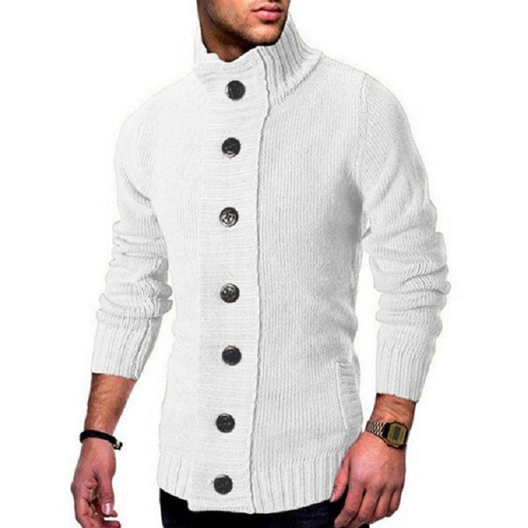 Herren Strickcardigan mit hohem Knopfkragen und figurbetontem Schnitt Echo Archiv