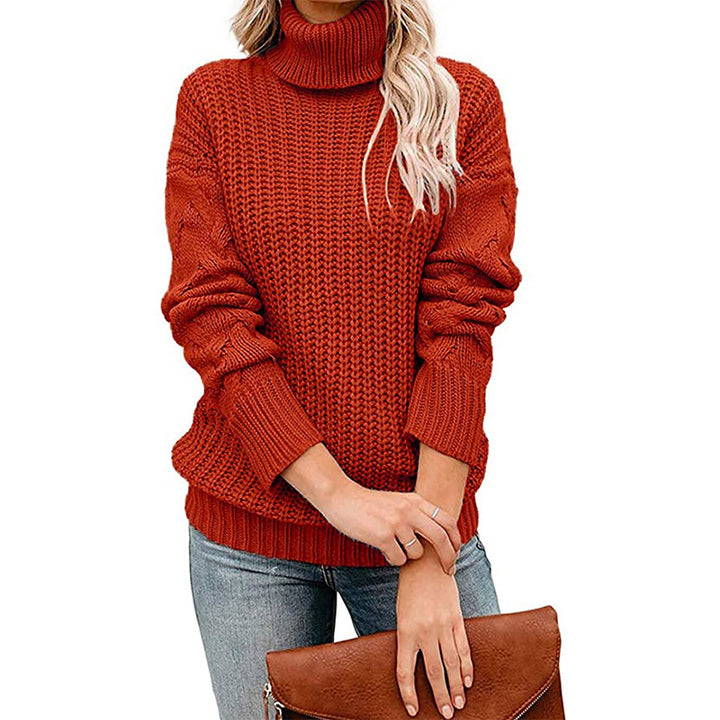 Damen Grobgestrickter Turtleneck-Pullover mit Waffelstruktur und überschnittenen Schultern Echo Archiv