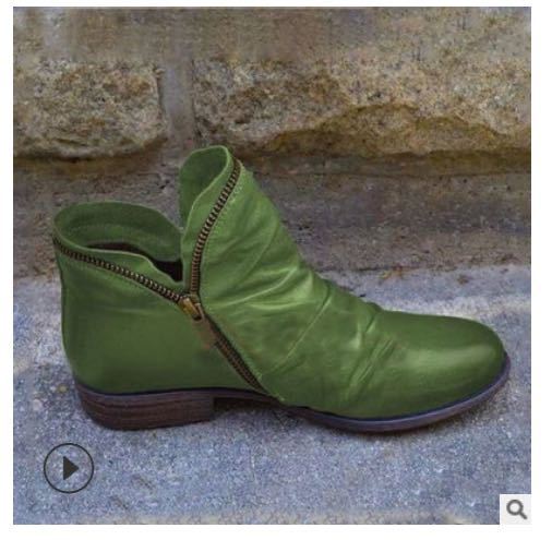 Damen nan knöchelhohe Stiefeletten aus weichem Leder mit seitlichem Reißverschluss und vintage Absatz Echo Archiv