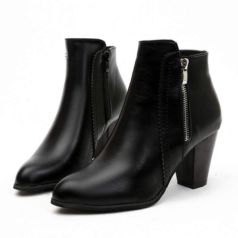 Damen nan elegante Stiefelette mit mittelhohem Blockabsatz und seitlichem Reißverschluss Echo Archiv
