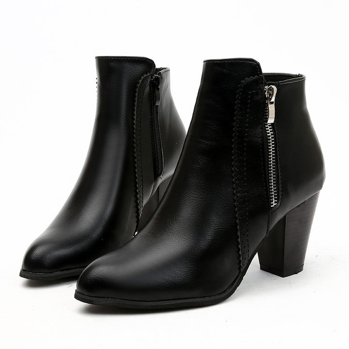 Damen nan elegante Stiefelette mit mittelhohem Blockabsatz und seitlichem Reißverschluss Echo Archiv