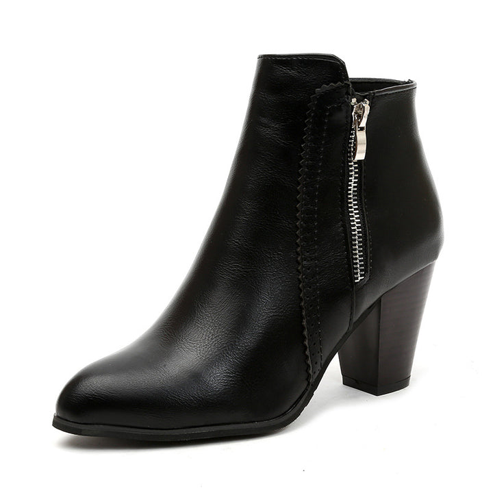 Damen nan elegante Stiefelette mit mittelhohem Blockabsatz und seitlichem Reißverschluss Echo Archiv