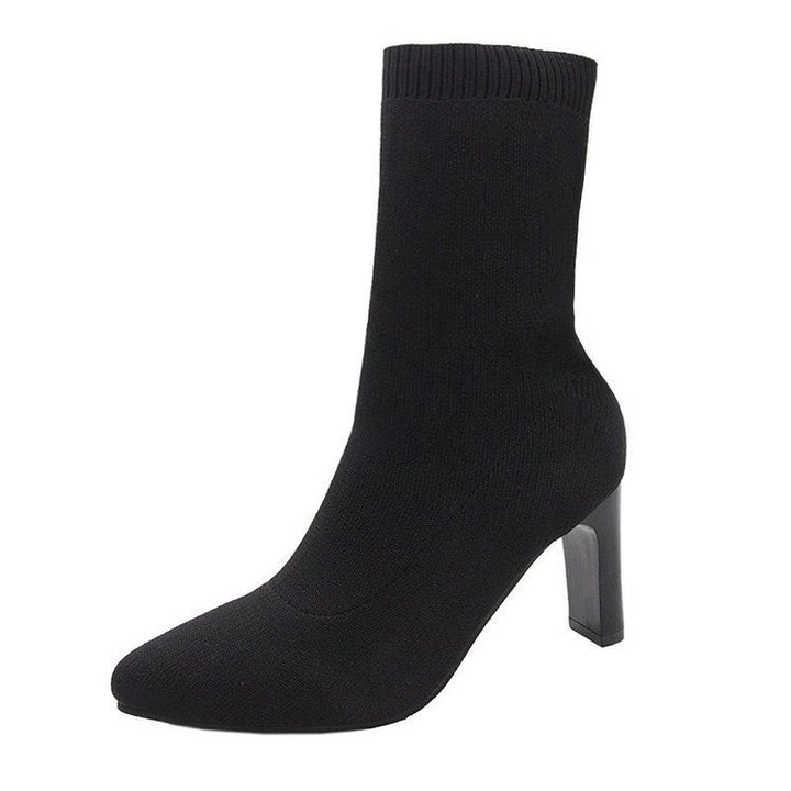 Damen nan gestrickte Sock-Boots mit spitzer Zehenpartie elastischem Schaft und mittelhohem Blockabsatz Echo Archiv