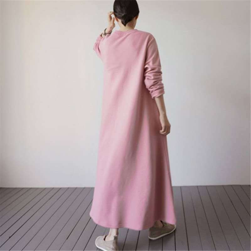 Damen Oversize‑Sweatmaxikleid mit Rundhals und weitem A‑Linien‑Fall Echoarchiv