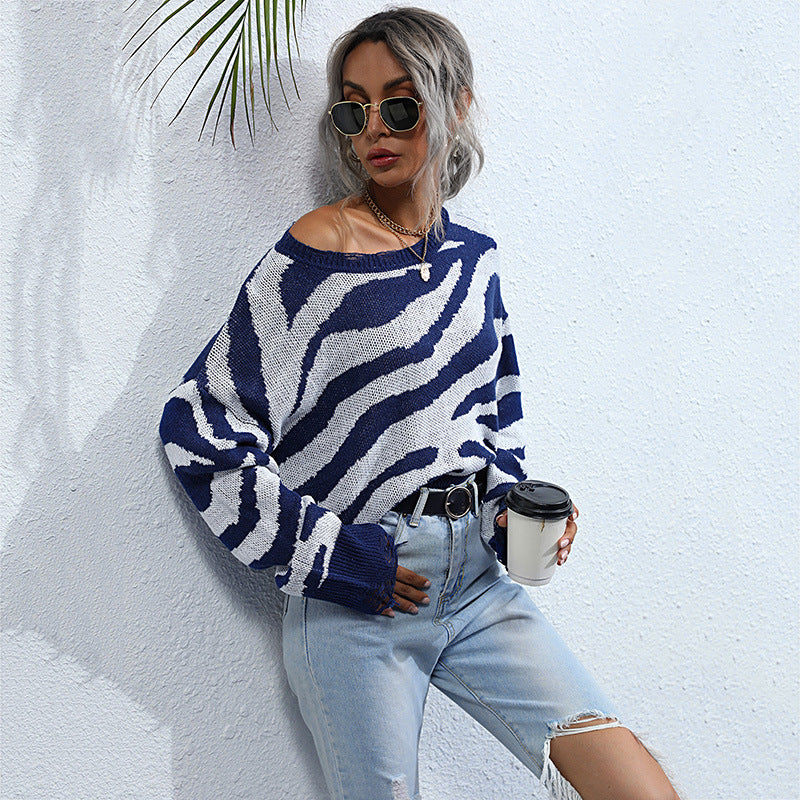 Damen Oversize-Strickpullover mit ZEchoarchivramuster, destroyed Saum & weitem Schnitt Echoarchiv