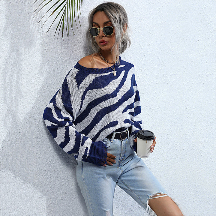 Damen Oversize-Strickpullover mit ZEchoarchivramuster, destroyed Saum & weitem Schnitt Echoarchiv
